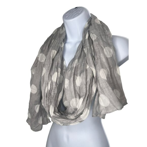 Light Gray Polka Dot Scarf Wrap Thin Material 74 in - Picture 3 of 5